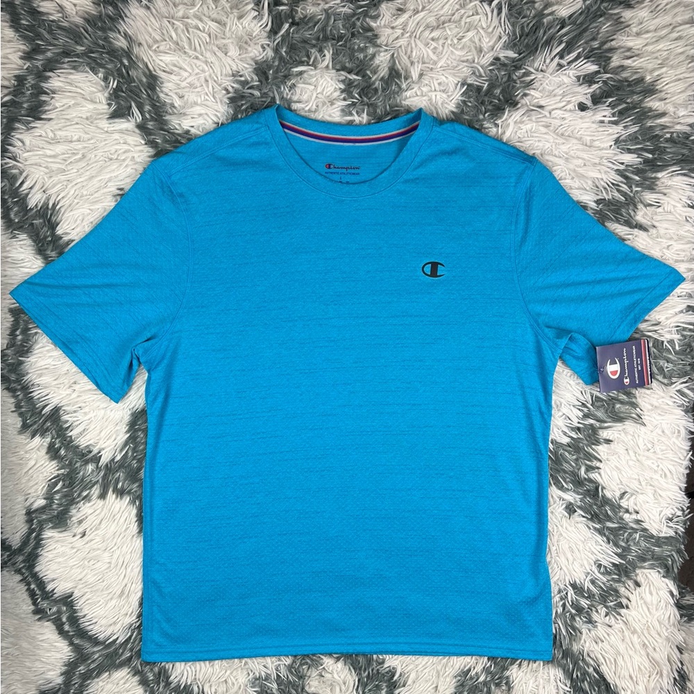 NWT Champion Men's Authenic Activewear T-Shirt Size Large Short Sleeve Blue